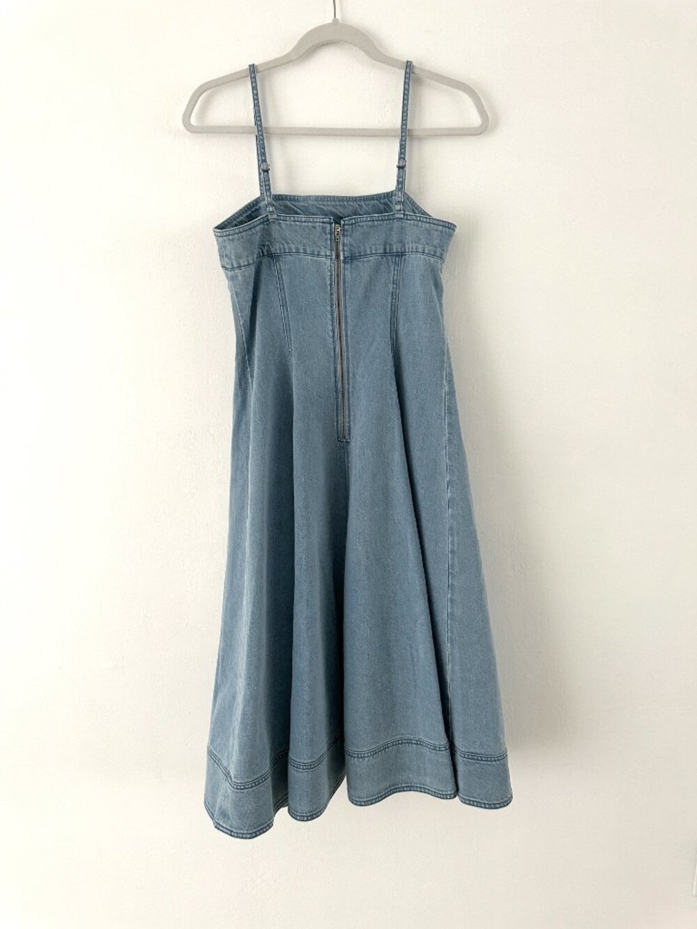 Anthropologie Pilcro Square Neck Seamed Chambray Midi Dress Small NWT - Picture 6 of 13